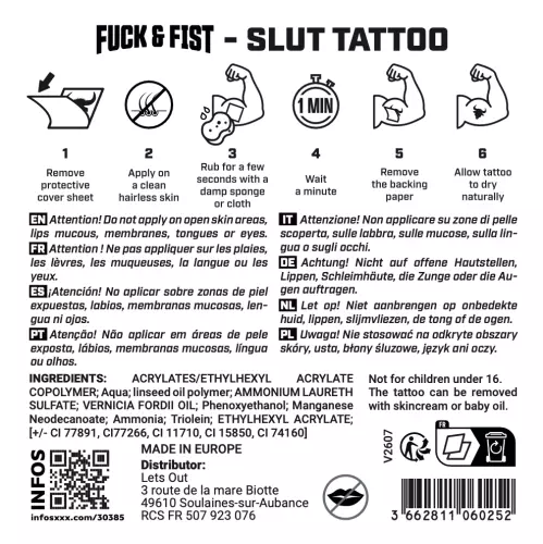 Slut Temporary Tattoo 9 x 7cm – 3/3