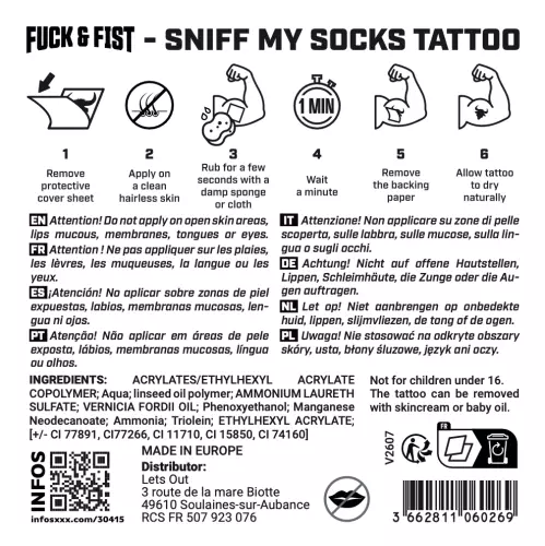 Tatouage temporaire Sniff my Socks 9 x 7cm – 3/3