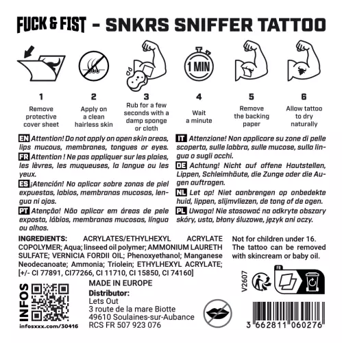 Tijdelijk tattoo Snkrs Sniffer 9 x 8,5cm – 3/3