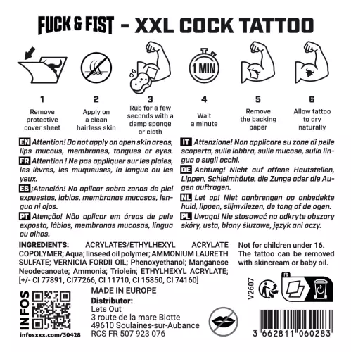 Tatouage temporaire XXL Cock 9 x 5cm – 3/3