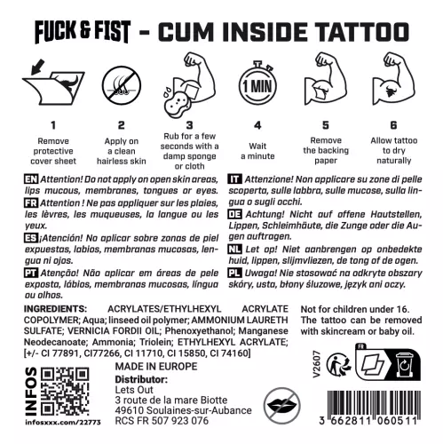 Temporäres Tattoo Cum Inside 8,5 x 7cm – 3/3