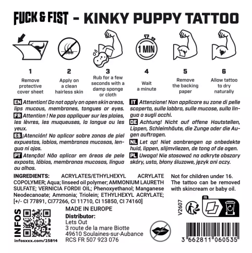 Temporary Tattoo Kinky Puppy 9 x 6.5cm – 3/3