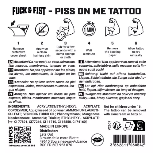 Temporary Tattoo Piss on Me 8.5 x 7cm – 3/3