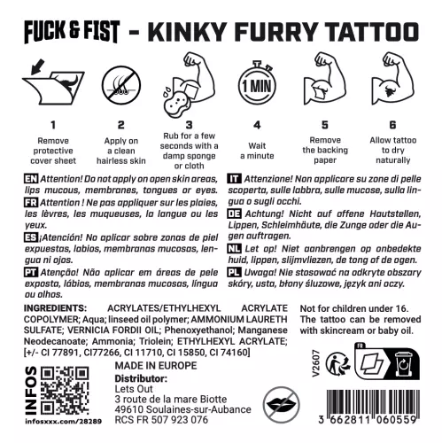 Temporary Tattoo Kinky Furry 8.5 x 7.5cm – 3/3